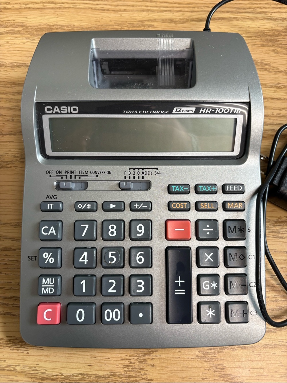Casio desktop printing calculator in silver and black